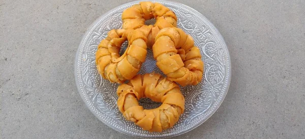 Veg Samosa Crispy Spicy Indian Circle Shape Snack Which Has — Zdjęcie stockowe