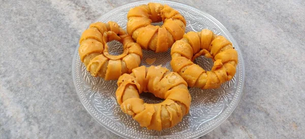 Veg Samosa Crispy Spicy Indian Circle Shape Snack Which Has — 스톡 사진