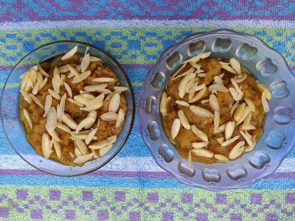 Moong Dal Halwa Mung Daal Halva Indian Traditional Dessert Served — Stock Fotó