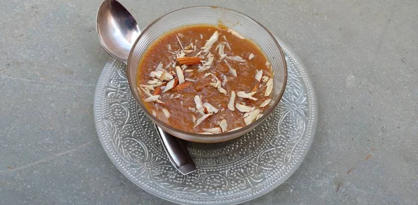 Moong Dal Halwa Classic Indian Sweet Dish Made Moong Lentils — Stock Fotó