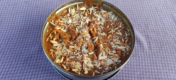 Moong Dal Halwa Classic Indian Sweet Dish Made Moong Lentils — Fotografie, imagine de stoc