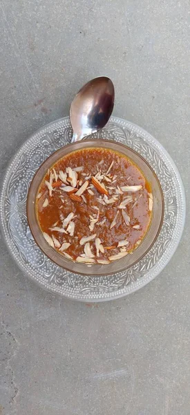 Moong Dal Halwa Mung Daal Halva Indian Traditional Dessert Served —  Fotos de Stock