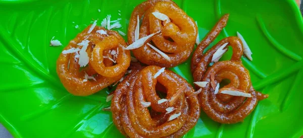 Indian Sweet Jalebi Oder Imarti Jalebi Ist Eine Der Köstlichsten — Stockfoto