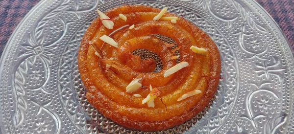 Indian Sweet Jalebi Imarti Jalebi One Most Delicious Sweets Widely — Stok Foto