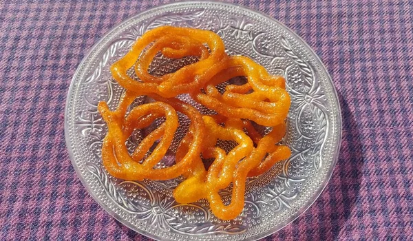 Indian Sweet Jalebi Imarti Jalebi One Most Delicious Sweets Widely — Stock Fotó