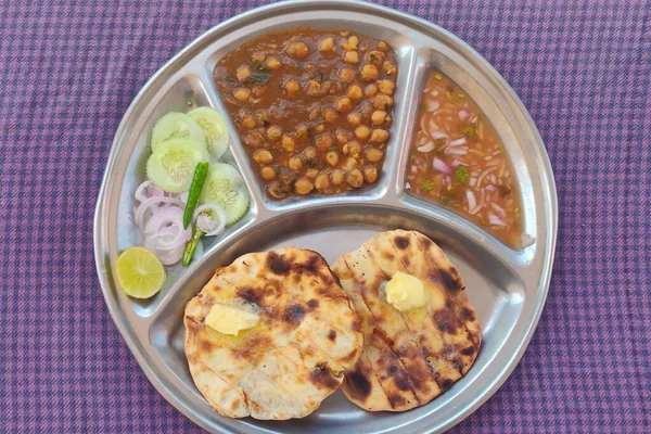 Spicy Chick Peas Curry Chola Masala Chana Masala Chole Kulche — Photo