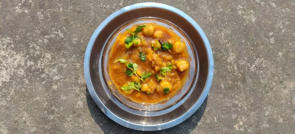 Spicy Chick Peas Curry Chola Masala Chana Masala Served Bowl — Stockfoto