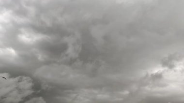 4K time lapse video of sky with dark cloud before rain coming or during rain.