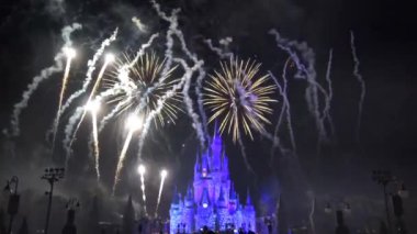 Disneyland 'de havai fişek kutlamaları Yeni Yıl ya da Noel vesilesiyle.
