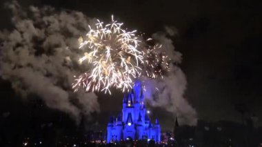 Disneyland 'de havai fişek kutlamaları Yeni Yıl ya da Noel vesilesiyle.