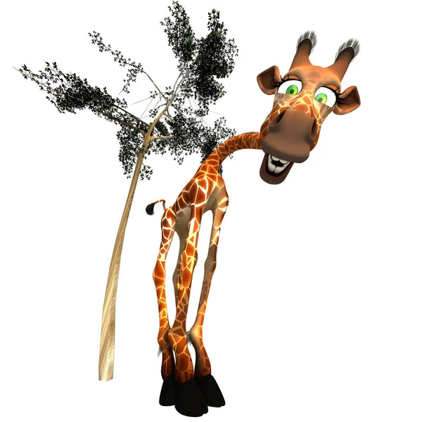 Gaffy Een Blije Giraffe Hij Buigt Graag Weg Komt Dicht — Stockfoto