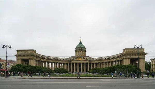 Outono Manhã Sombria Nevsky Prospekt Catedral Kazan — Fotografia de Stock