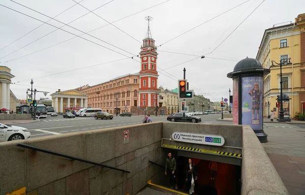 Automne Matin Sombre Sur Nevsky Prospekt — Photo