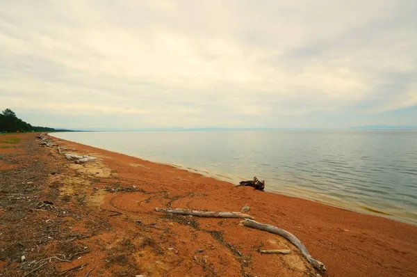 Καλοκαιρινό Τοπίο Πρωί Στην Ακτή Του Baikal Κοντά Στη Χερσόνησο — Φωτογραφία Αρχείου