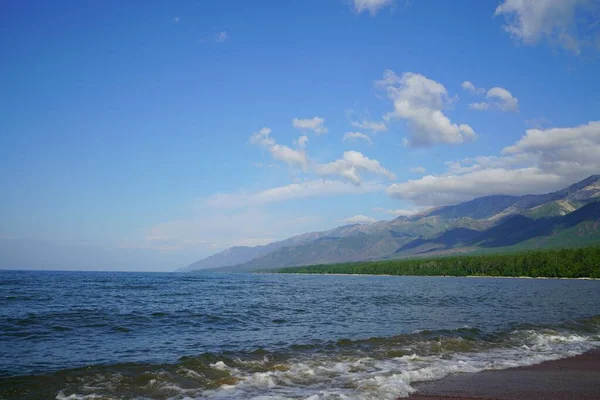 Paisagem Verão Manhã Costa Baikal Perto Península Svyatoy Nos — Fotografia de Stock