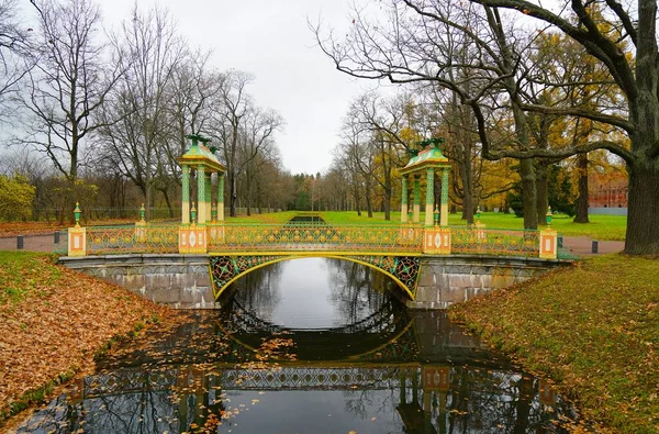 Uma Manhã Chuvosa Outubro Passeio Parque Alexander Tsarskoe Selo — Fotografia de Stock