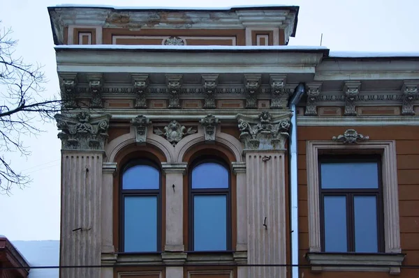 Fragmento Del Diseño Arquitectónico Las Fachadas Los Edificios Centro Ciudad — Foto de Stock