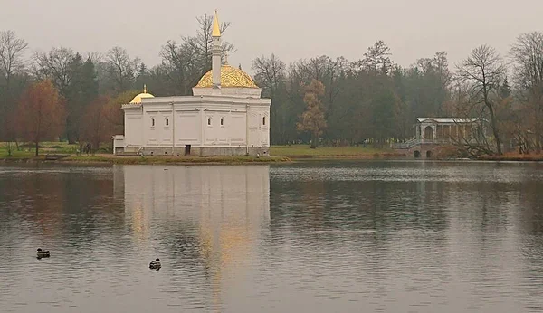 Manhã Outono Sombria Parque Catherine Tsarskoe Selo — Fotografia de Stock