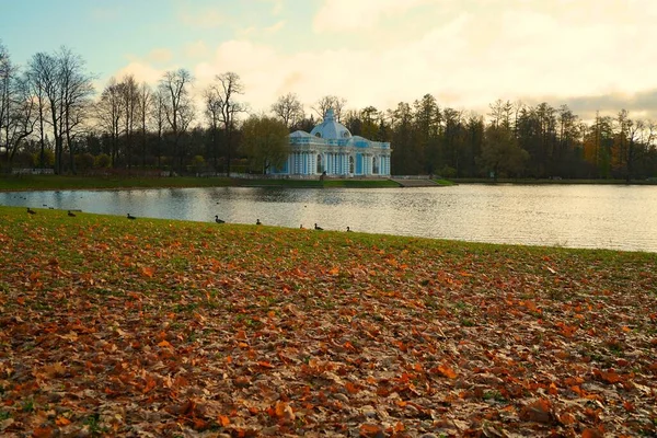 秋の朝とTsarskoe SeloのCatherine Parkでの散歩 — ストック写真