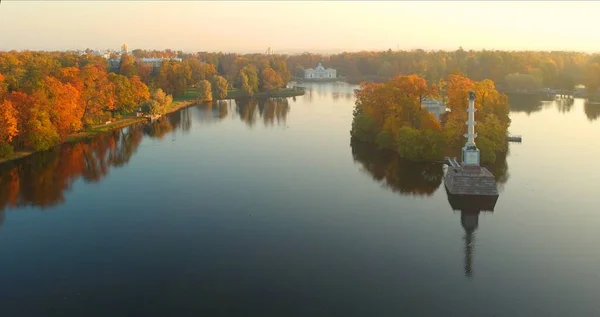 Herbstmorgen Und Spaziergang Katharinenpark Zarskoje Selo — Stockfoto