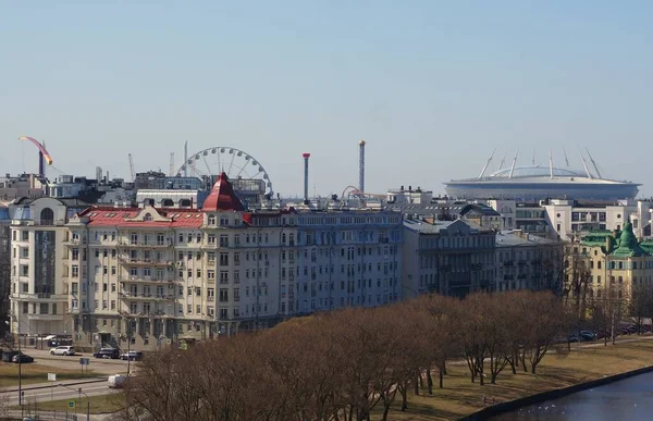 Panoramiczny Widok Budynki Mieszkalne Krestovsky Island — Zdjęcie stockowe