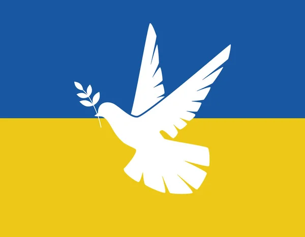 Летящий Голубь Мира Фоне Украинского Флага Символ Мира Никакой Концепции — стоковый вектор