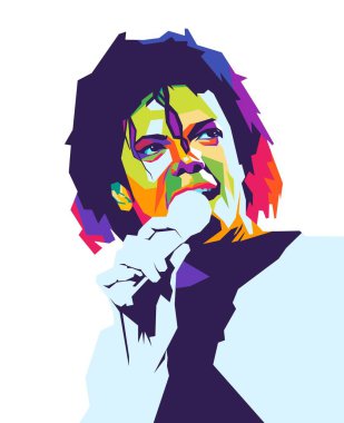 Michael Joseph Jackson 'ın tasviri, modern soyut renkli pop sanat, wpap tarzı
