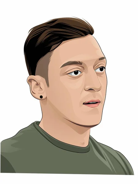 Vektor Illustration Den Tyska Fotbollsspelaren Mesut Ozil Isolerad Stil — Stock vektor