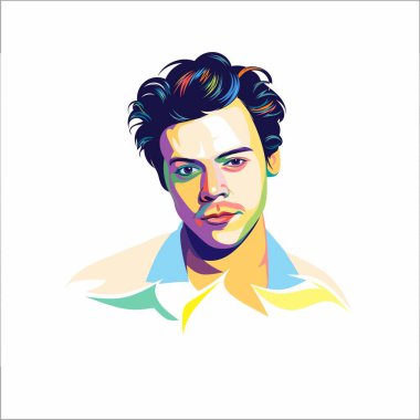 Harry stillerinin pop sanat portresi çizimi, izole edilmiş stil