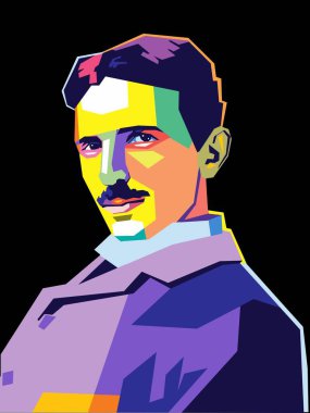 Nikola Tesla vektörü çok havalı ve benzersiz WPAP tarzında, posterler, arka planlar, duvar kağıtları ve benzeri şeyler için çok iyi..