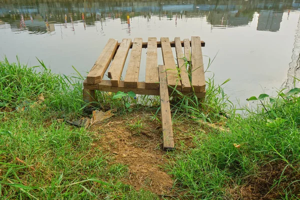 Piccolo Molo Legno Vicino Fiume — Foto Stock