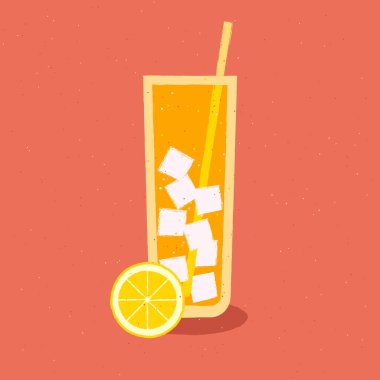 Portakal suyu ve buz. Vektör illüstrasyonu