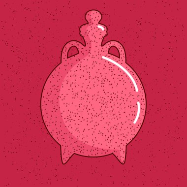 Modern pembe desenli seramik kap. Düz vektör illüstrasyonu