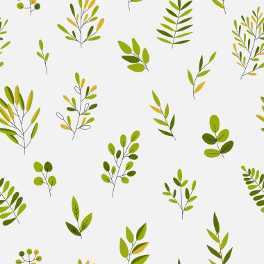 Giysiler için yumuşak, pürüzsüz bir desen. Yaprak dallarıyla süslenmiş zarif bir süs.