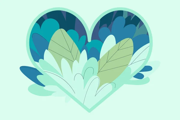 Corazón Diseño Floral Vectorial Ilustración Moderna Con Hojas Para Plantilla — Vector de stock