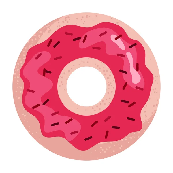 Een Vectordonut Leuke Cartoon Donut Met Chocolade Hagelslag Kleurrijke Glazuur — Stockvector