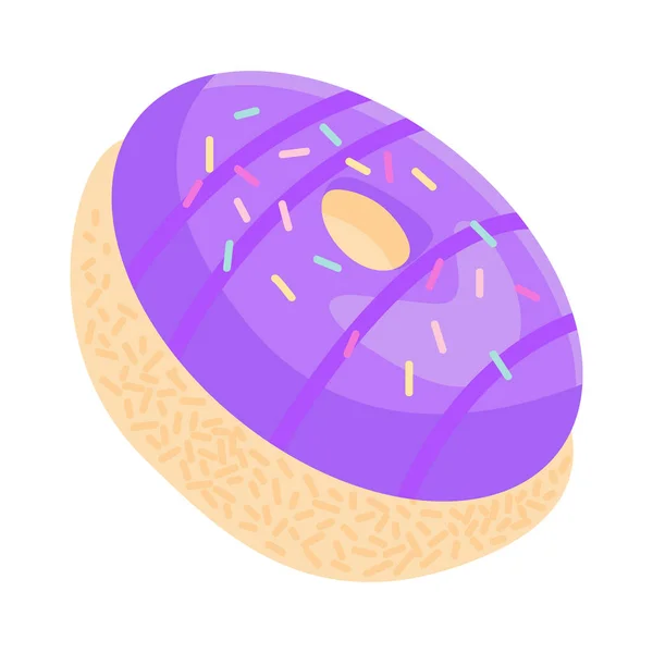 Vector Donut Icing Caramel Sprinkles Sweet Confectionery Hole Side View — Wektor stockowy