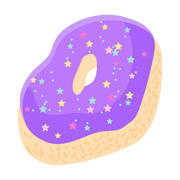 Lilac Donut Vector Illustration Sweet Confectionery Hole Glazed Food Colorful — Wektor stockowy