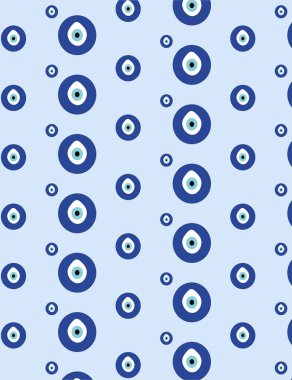 Evil eye vector pattern. Greek evil eye vector symbol of protection. Amulet icon. Turkish Nazar Boncugu amulet illustration. Believed that it protects against evil eye. Hand drawn collection. Set of blue Turkish eyes