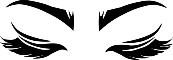 Ojos Cerrados Con Pestañas Largas Negras Pestañas Falsas — Archivo Imágenes Vectoriales