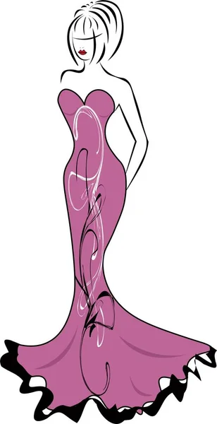 Schöne Elegante Frau Einem Langen Kleid Logo Für Schönheitssalons Stilvolle — Stockvektor