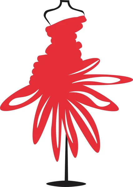 Rotes Modelkleid Auf Einer Schaufensterpuppe Logo Für Schönheitssalons Stilvolle Boutiquen — Stockvektor