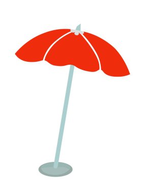 Kırmızı plaj şemsiyesi üzerinde beyaz izole. Kırpma yolu dahil.