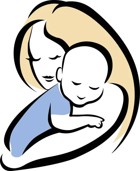 Mother Baby Silhouette Mother Child — Stockvector
