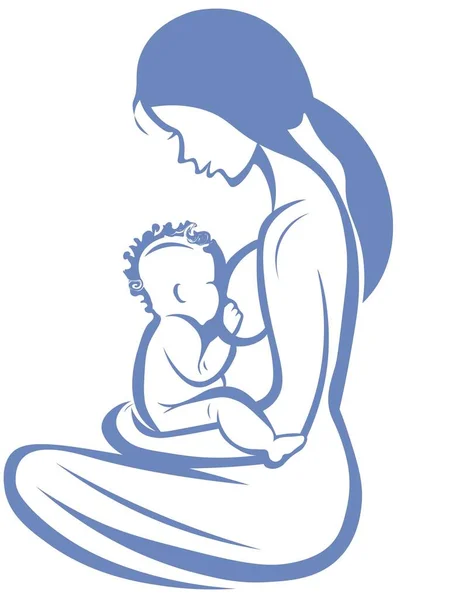 Μια Μητέρα Θηλάζει Μωρό Της Θηλασμός — Διανυσματικό Αρχείο