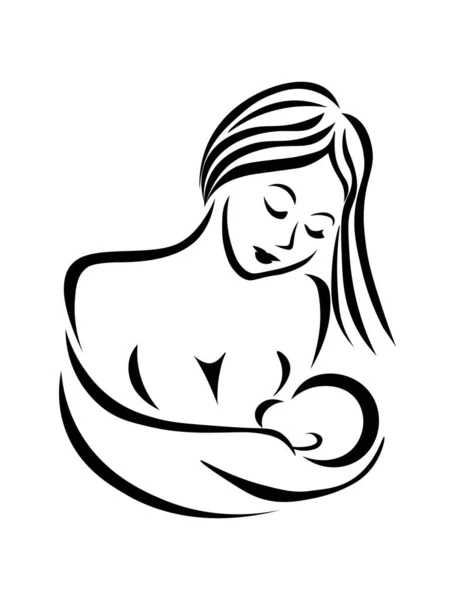 Madre Con Bebé Lactancia Materna Mamá — Vector de stock