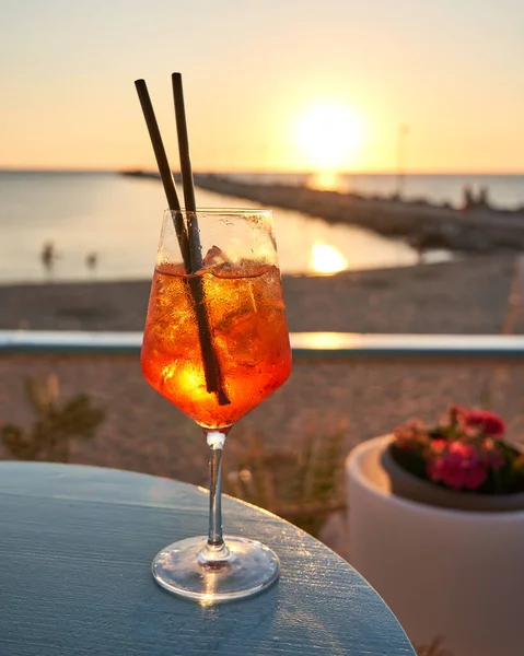 Spritz Traditional Cocktail Alcohol Beach Bar European Summer Drink Italian — Foto Stock