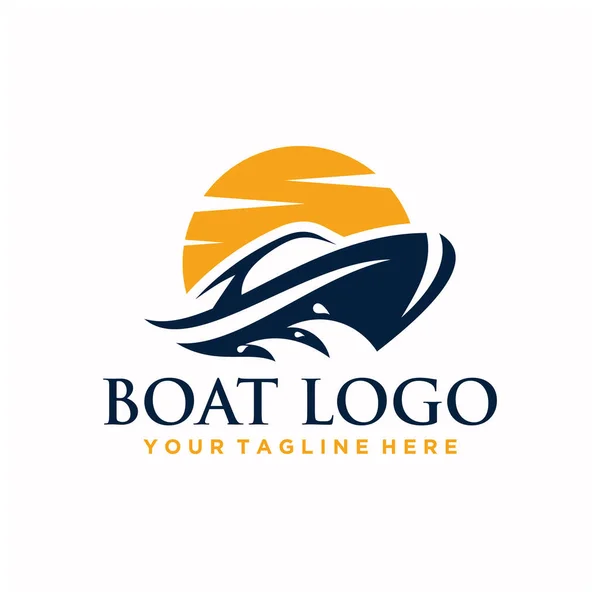 Diseño Signos Logotipo Barco Mar — Vector de stock