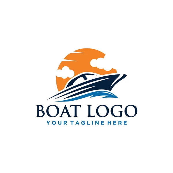 Дизайн Логотипа Лодки Моря — стоковый вектор