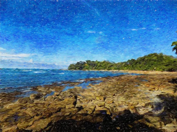 Aquarelle Dessin Pastel Paysage Naturel Voyage Tropical Lieu Touristique Vacances — Photo